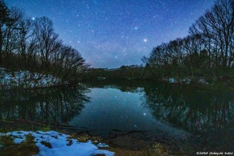 池に映る星空風景！福井市の追分の池で星を見てきました！【ふくい星空写真館】