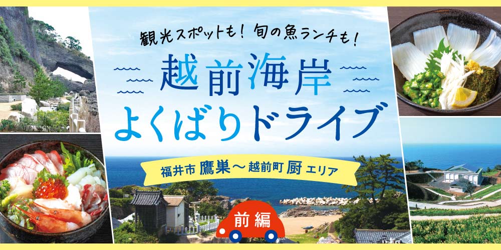 【前編】越前海岸へドライブに出かけよう♪ ぴっちぴち越前の旬の魚『浜の活丼』ランチでお腹も満腹♪<福井市鷹巣~越前町厨エリアコース>
