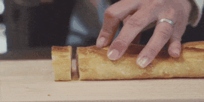 龍泉刃物のパン切包丁でバゲットを切る動画