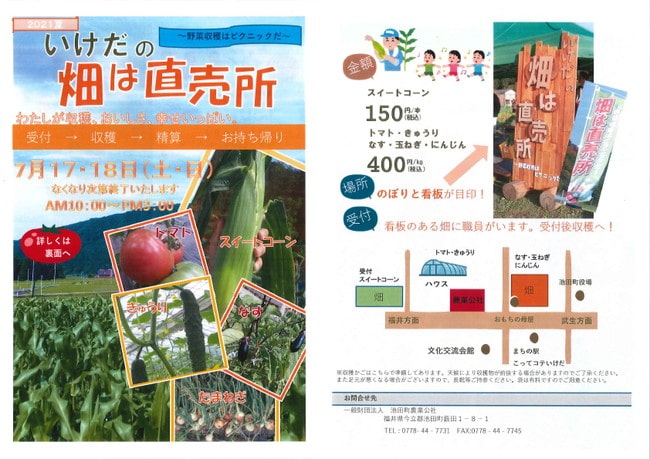 いけだの畑は直売所~野菜収穫はピクニックだ2021夏~