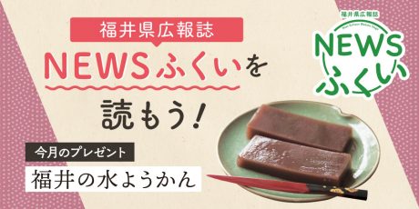 毎月第4日曜日発刊の福井県広報誌『NEWSふくい』を読んでプレゼント「福井の水ようかんセット」に応募しよう！ はぴりゅうと写真撮影会も開催♪