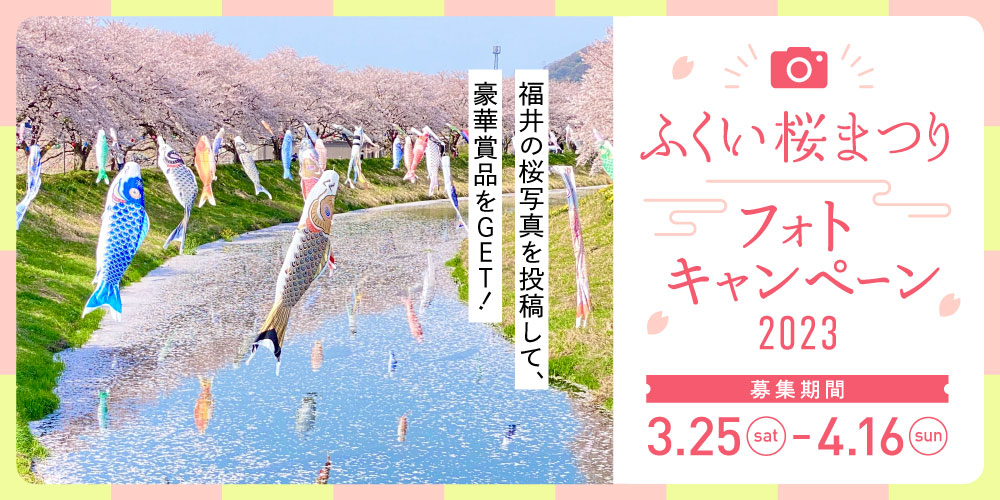 福井県内の「桜」の写真を投稿して、素敵な賞品ゲット！ 「私の好きな桜～ふくい桜まつりフォトキャンペーン2023」がはじまるよ。