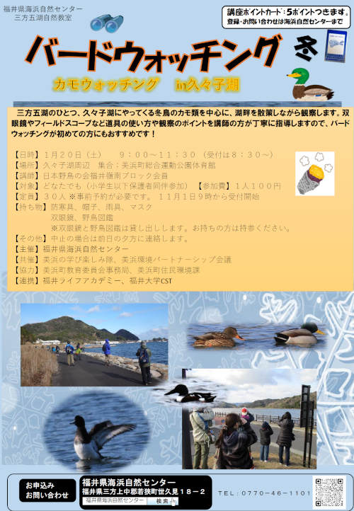 【受付終了】バードウォッチング③冬 カモウォッチングin久々子湖 メイン画像