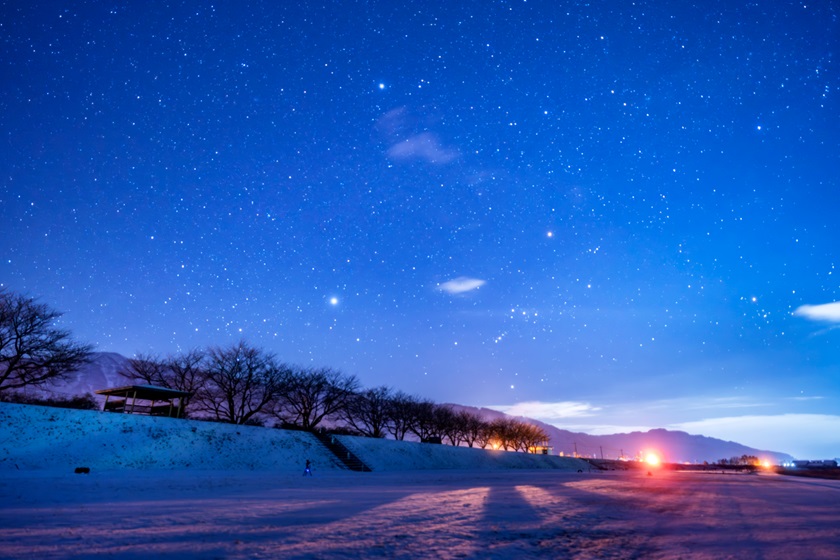 冬の桜並木と星空！ 永平寺町の中島河川公園で星を見てきました！！【ふくい星空写真館】