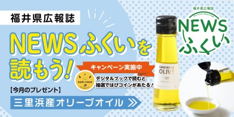 毎月第4日曜日発刊の福井県広報誌『NEWSふくい』を読もう♪ 2024年6月号は「三里浜産オリーブオイル」をプレゼント！