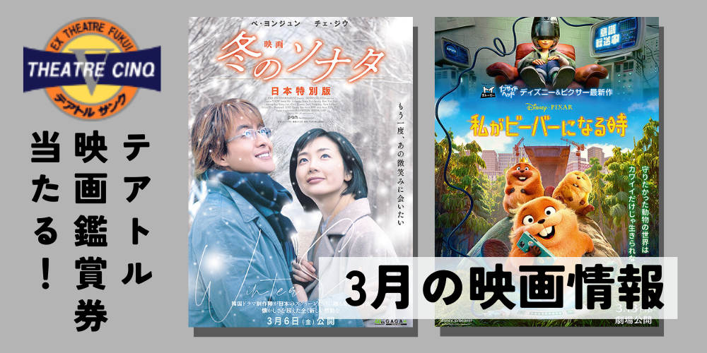映画観賞チケットが当たる！【テアトルサンク福井】3月の映画『冬のソナタ 日本特別版』『私がビーバーになる時』