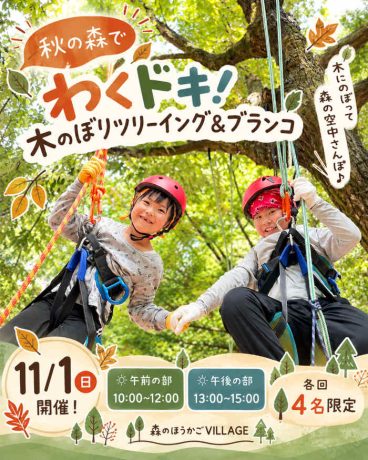11/1(日)秋の森でわくドキ！木のぼりツリーイング＆ブランコ